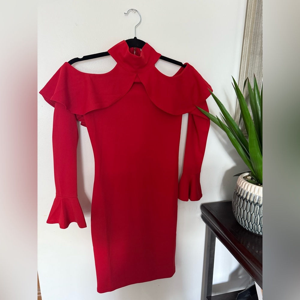 Selfie Leslie Red Long Sleeve Dress